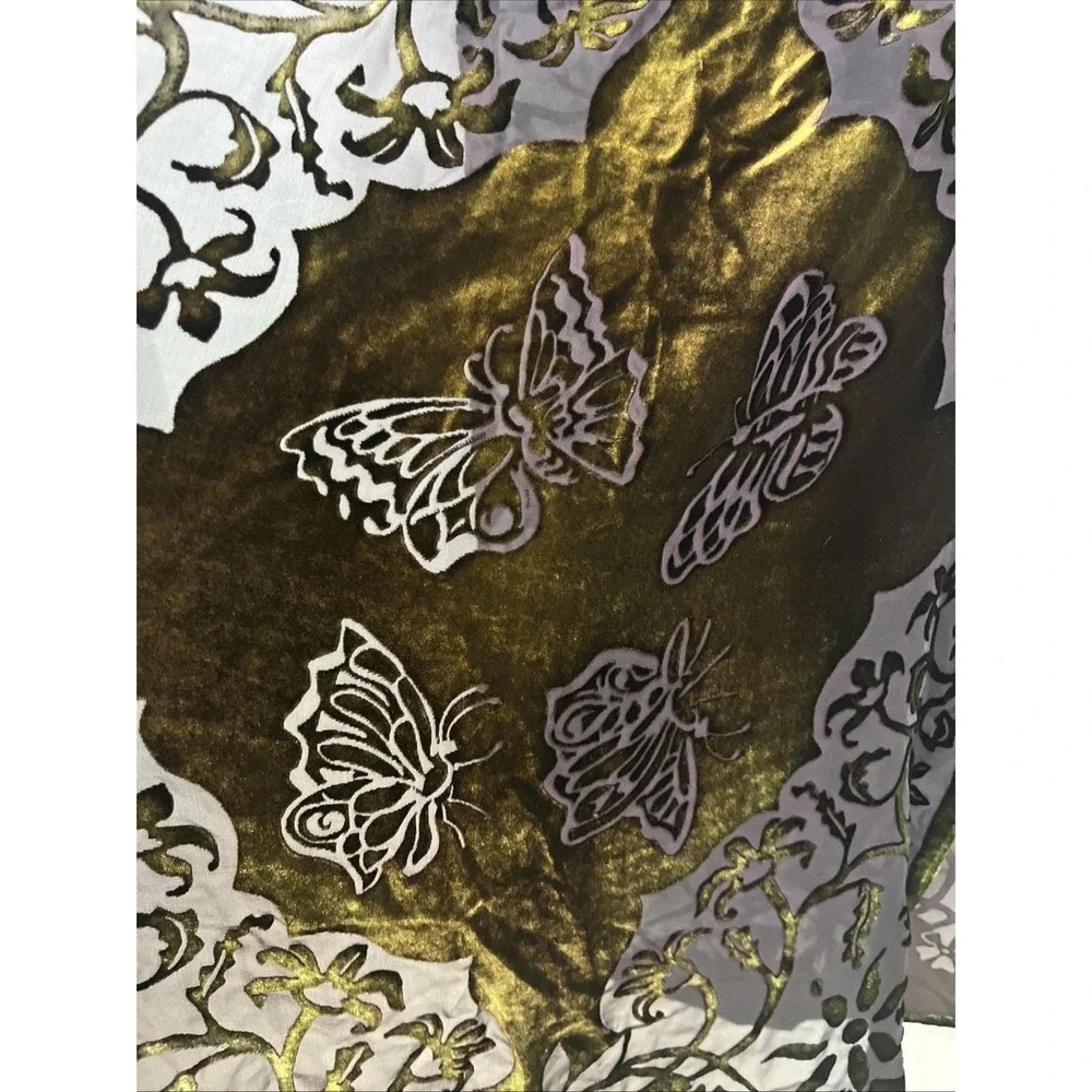 Kevin O'Brien‎ Studio Scarf Wrap Womens OS Green Burnout Silk Velvet Butterfly